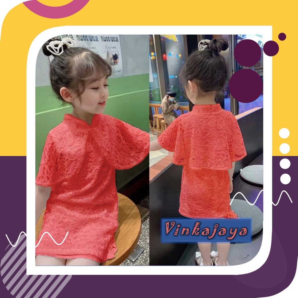 Baju Anak Perempuan Usia Umur 5 6 7 Tahun Thn Mini Dress Pesta Cewek Cape Lengan Pendek Cordykids