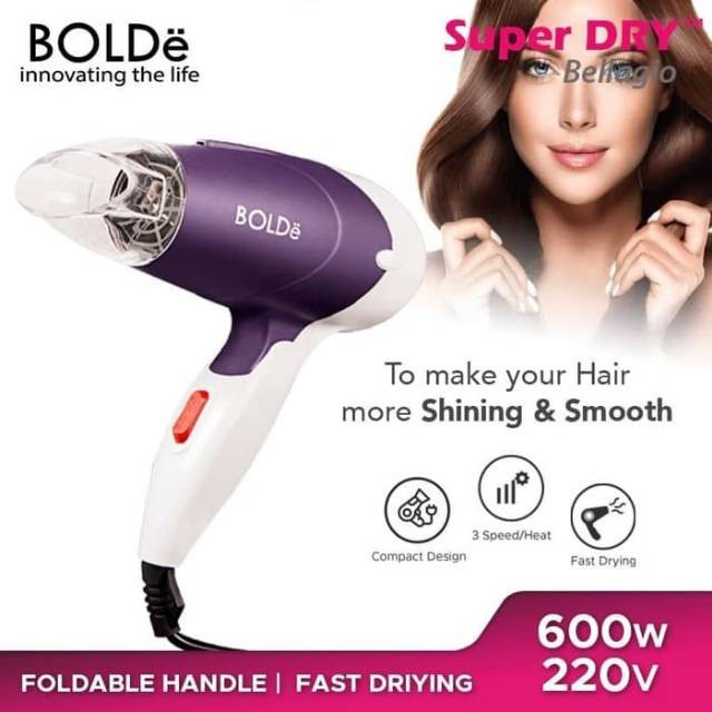 BOLDE HAIR DRYER SUPER DRY BELLAGIO PENGERING RAMBUT [600 WATT] (GARANSI RESMI)