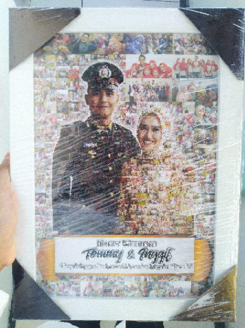 Kado Unik Hadiah Anniversary Ultah Wisuda Desain Mozaik Foto Lengkap Dgn Cetak Dan Bingkai Murah