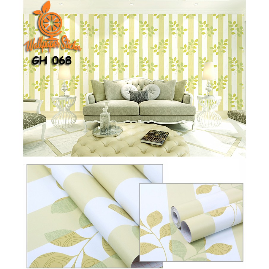 Wallpaper Multifungsi Motif Daun Bunga Dinding Ukuran 45Cm X 9M