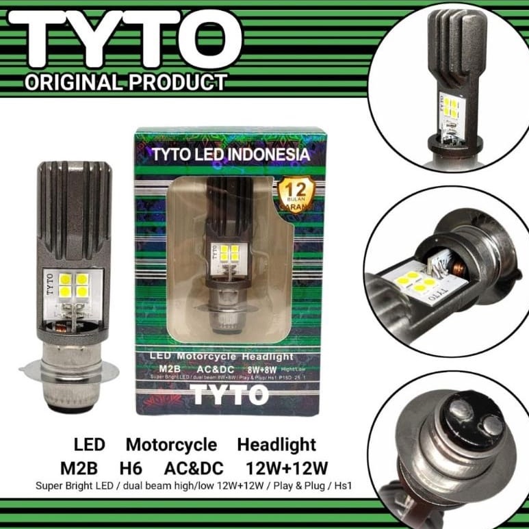 bohlam Lampu Motor Depan led Tyto H6 M2B Cree Original Ac Dc 8 Watt H6 Mio Beat Wave Vario Absolut Mx Dll UNIVERSAL