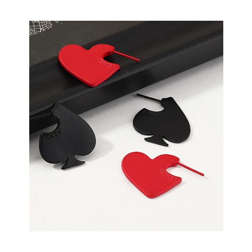 LRC Anting Tusuk Fashion Red + Black Peach Heart Letter Cut Earring Set K01105