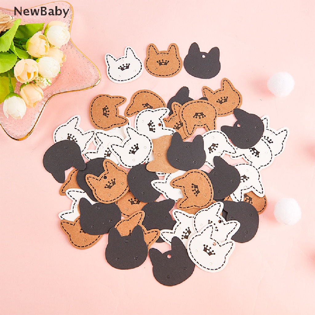 NewBaby 100pcs Cat Card Retro Jewelry Display Cardboards Price Tags Earrings Necklace ID