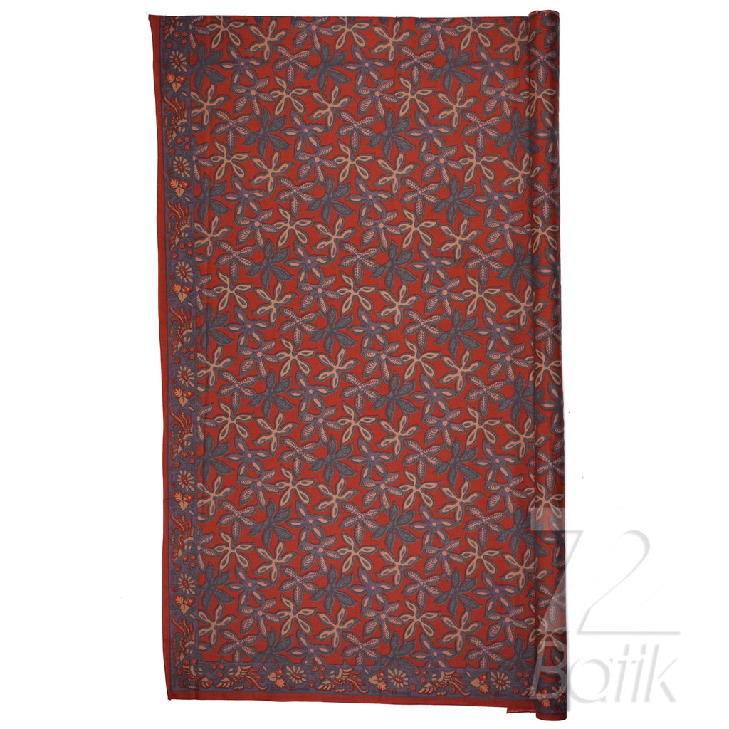 KAIN BATIK PREMIUM Bahan Katun Motif Daun Singkong Warna Merah Bata 722566 Cap 72 Jarik Jarit Samping Kebat Panjang Batik Katun Modern Premium Bahan Seragam Batik Pernikahan Kantor Keluarga Murah Kamen Jadi Batik Bali Lembaran