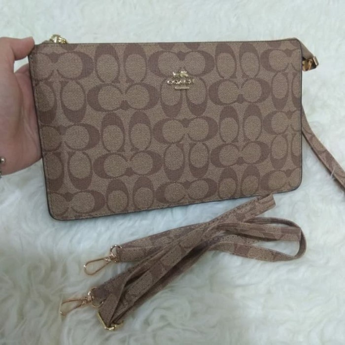 PROMO TAS WANITA tas wanita Clutch Coach slingbag (bisa tenteng+selempang) best seller - CREAM KEKIN