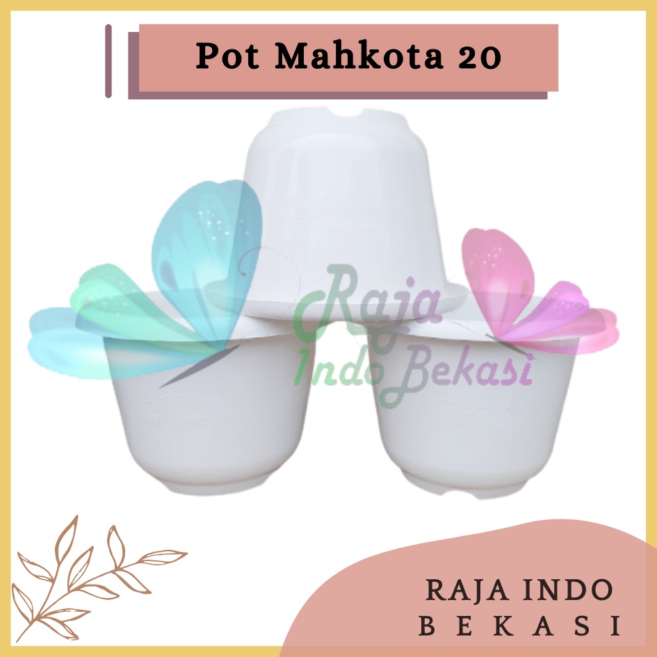 Pot Mahkota 20 Cm Putih - Bunga Tanaman Bibit - Bukan Pot Glory Putih Ukuran Mirip Tawon 21 Cm