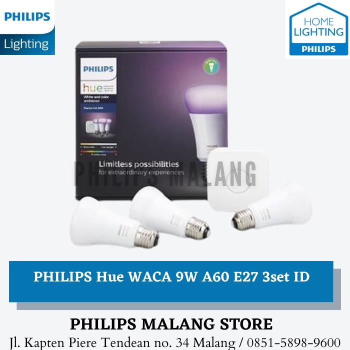 PHILIPS HUE Starter Pack murah - Include 3 LED Lampu 1 Bridge Router