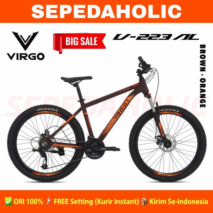 Sepeda Gunung MTB 26 Inch VIRGO V 223 AL Alloy 24 Speed Rem Cakram - BROWN-ORANGE