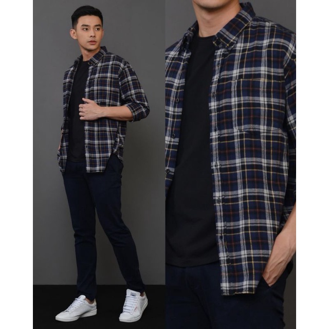 Kemeja Flanel Impor Pria Distro Flannel Lengan Panjang Pria Kemeja Kotak Kotak Pria