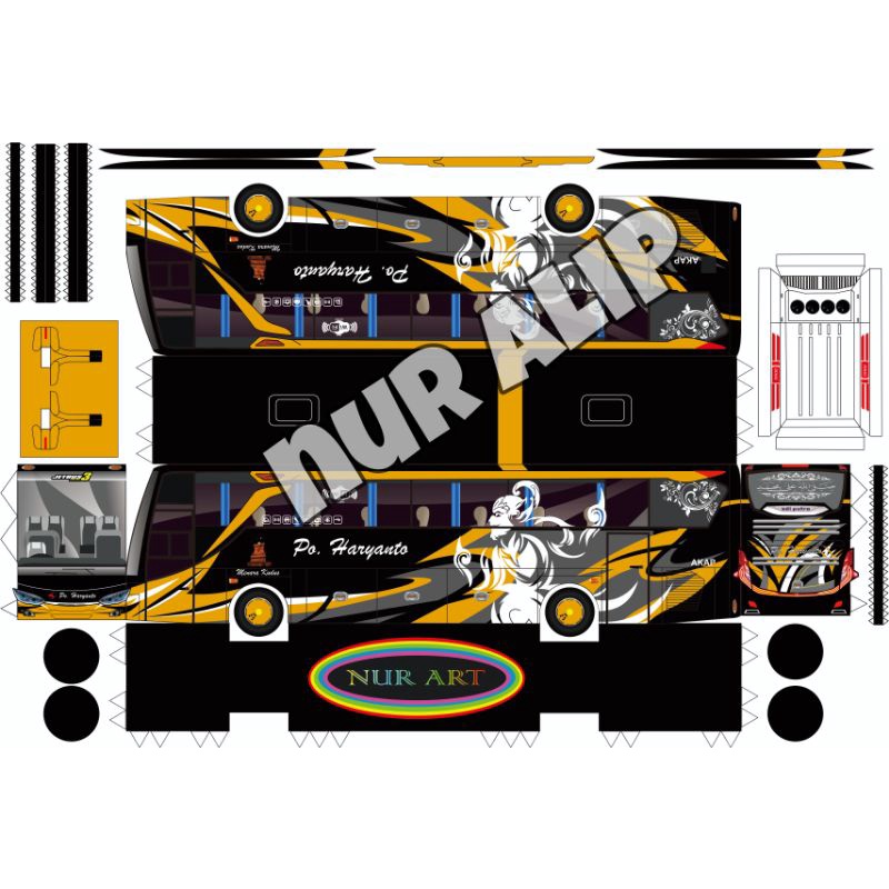 papercraft bus DIY, HARYANTO (wayang kuning)