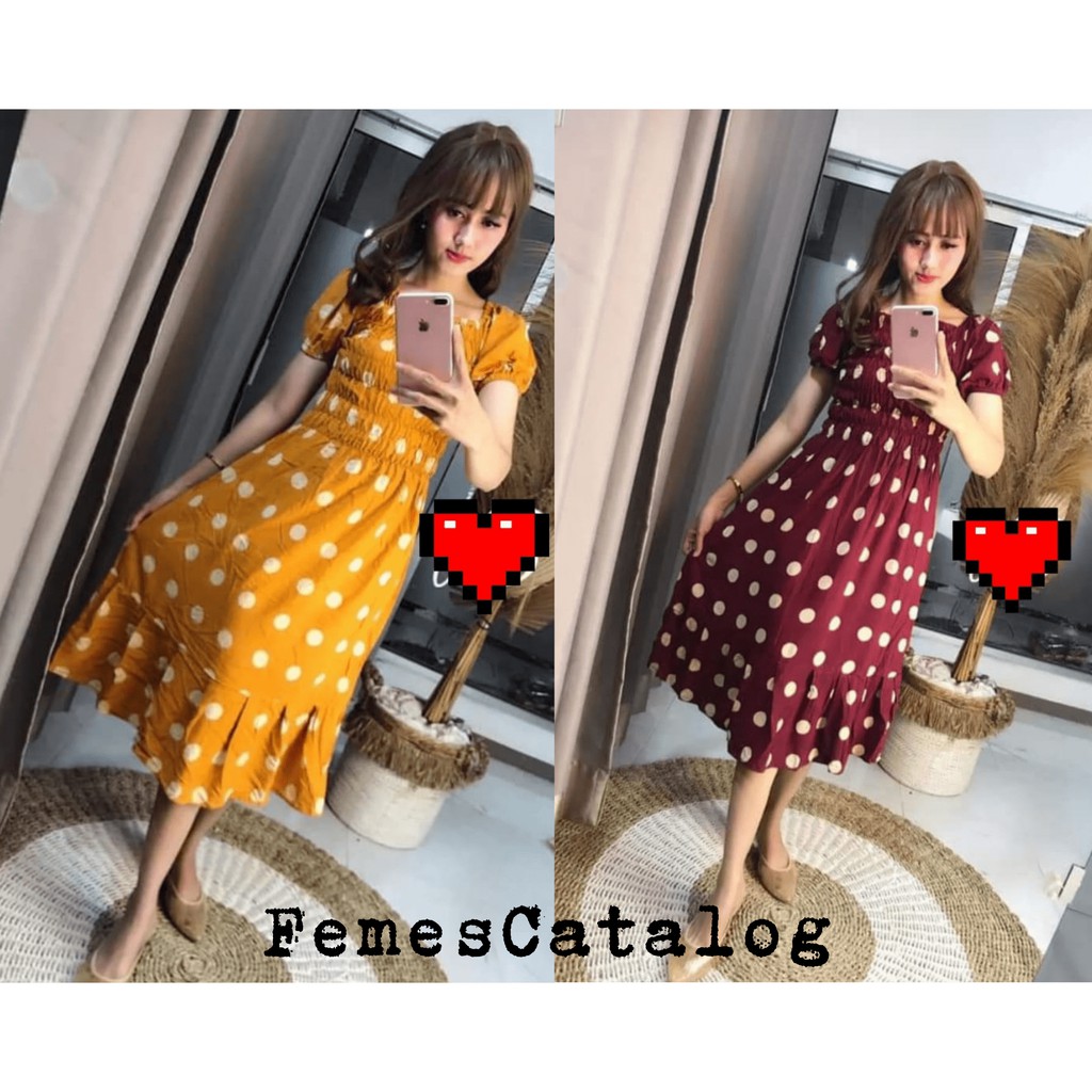 FemesCatalog - Daster Smoke Bahan Rayon Motif Polkadot / Daster Andin Daster Elsa Ruffle