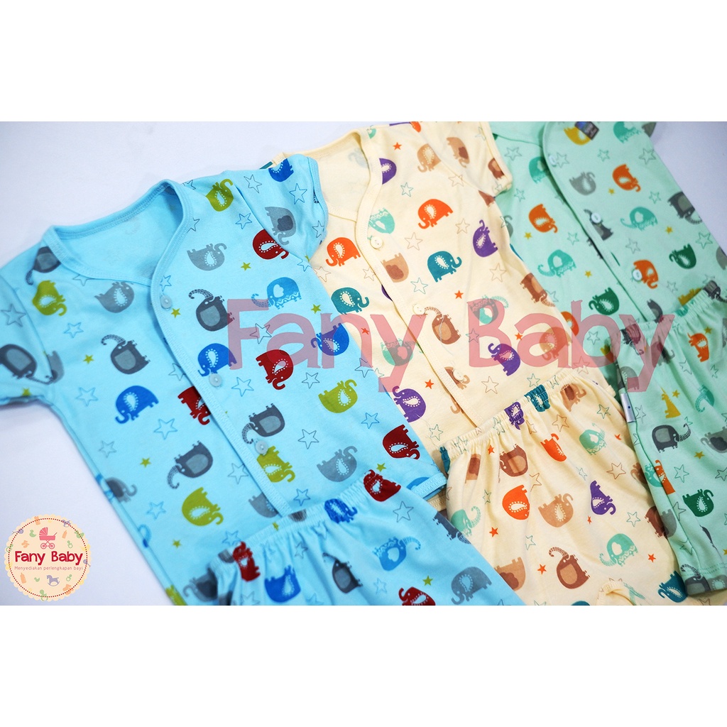 LITTLE QUEEN SETELAN PENDEK KANCING DEPAN PRINT DASAR WARNA BOY ISI 3 PCS