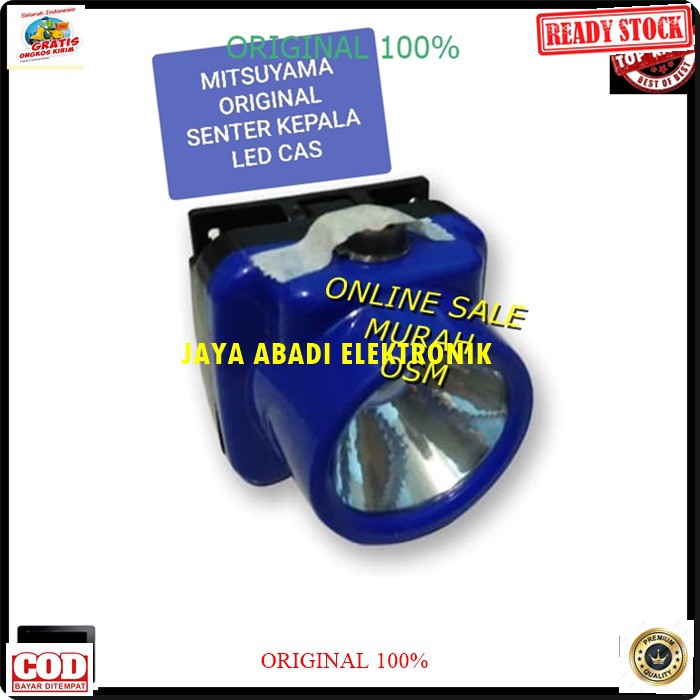 G197 Mitsuyama original headlamp senter kepala pala lampu led lamp cas casan baterai putih sinar cahaya terang charge G197  TAHAN MAXSIMAL 10 JAM  Tersedia warna lampu: - Putih  Senter Kepala Mitsuyama dengan cahaya sangat terang, baterai internal lithium