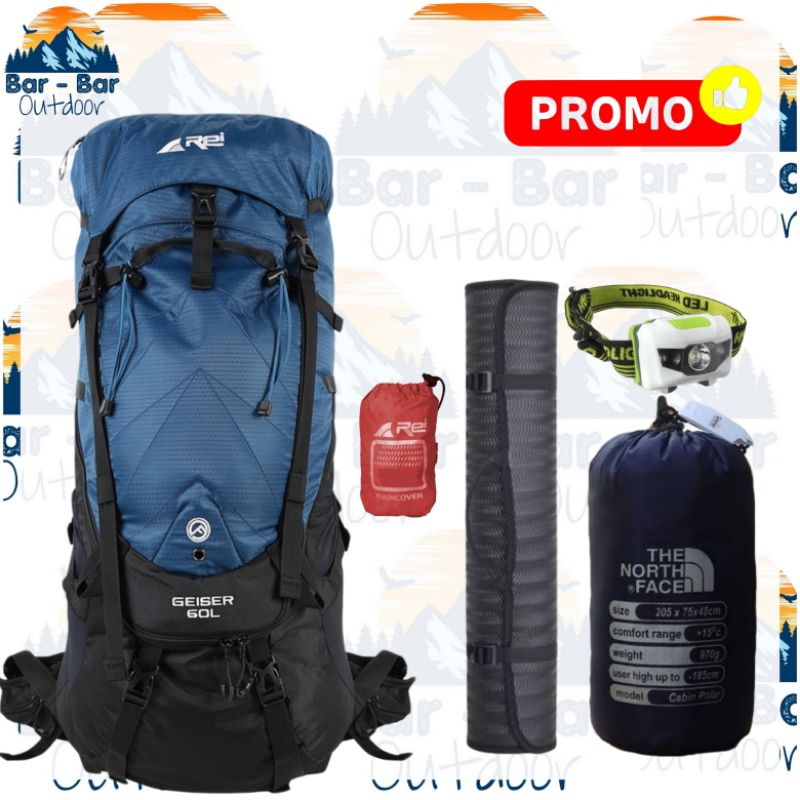 Paket Tas Gunung Tas Outdoor Carrier Arei Rei Geiser 60L