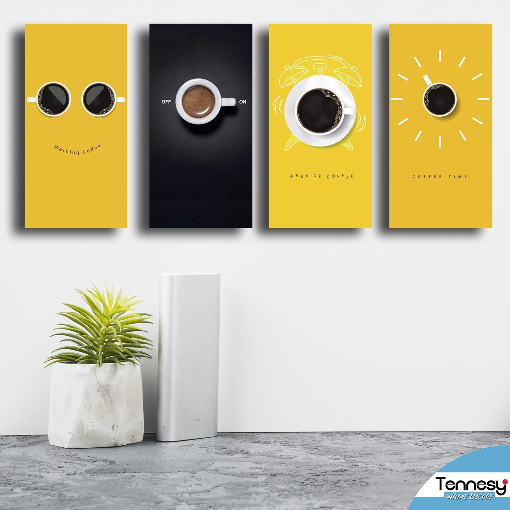 HIASAN DINDING WALL DECOR PAJANGAN POSTER DEKORASI KAMAR RUMAH YELLOW CUP COFFEE KOPI