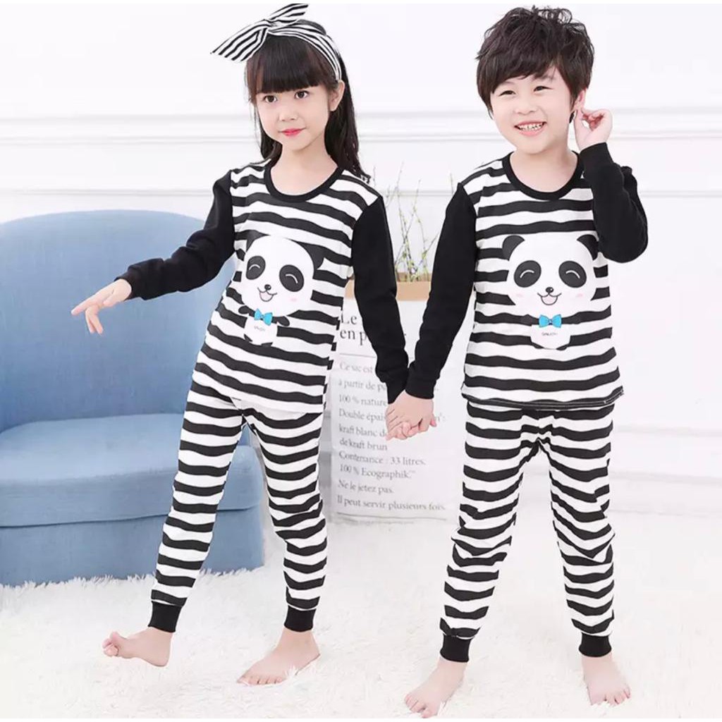 SETELAN ANAK BAJU ANAK ANAK 1-5 TAHUN SETELAN PANDA SALUR PIYAMA KAOS ANAK BAJU TIDUR ANAK