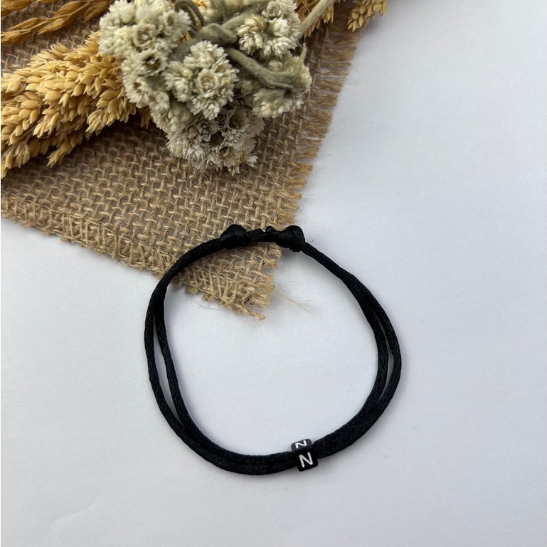 [GROSIR TERMURAH!] GELANG INISIAL HURUF DADU TALI SATIN / KOREA DAN GELANG POLOS-GELANG N