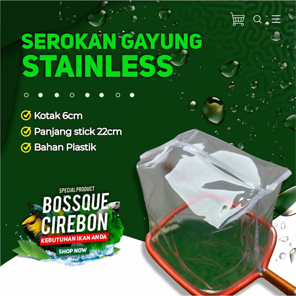 Serokan Gayung Stainless Variasi Handle 6cm Seser Saringan Sauk Ikan Cupang Jentik Kutu Air Artemia