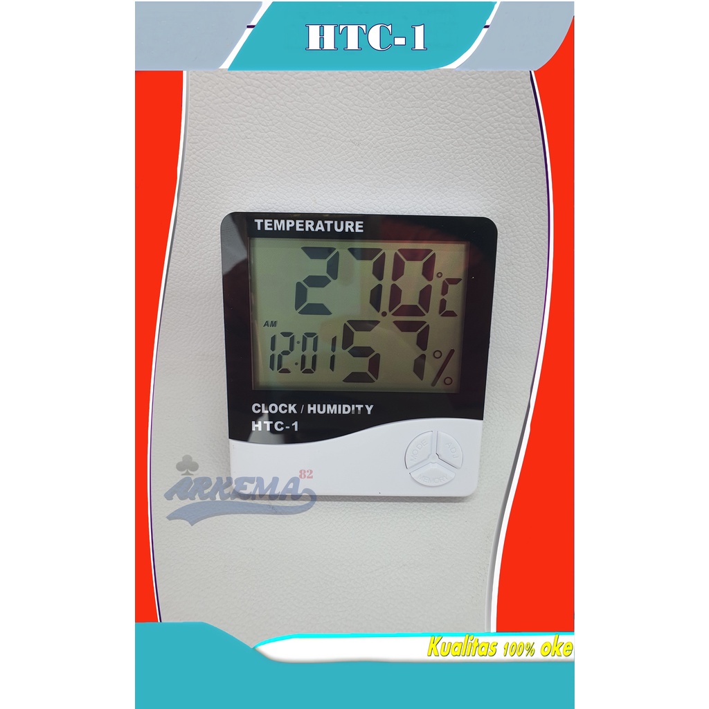 ALAT UKUR SUHU &amp; JAM DIGITAL | PENGUKUR TEMPERATURE RUANGAN | THERMOMETER HYGROMETER CLOCK HTC-1