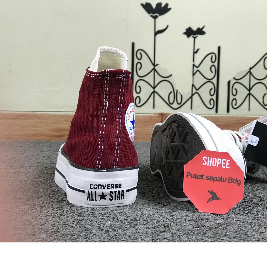 Sepatu Converse Hak Tinggi Platform Maroon