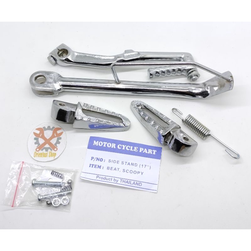 Standar Samping ring 17 chrome +selahan chrome +FootStep chrome Honda Beat Scoopy Vario 150 new