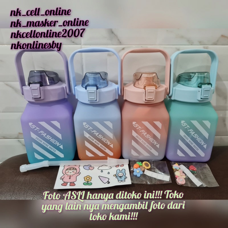 botol kotak gradasi viral 1.3 liter free stiker 2d dan 3d