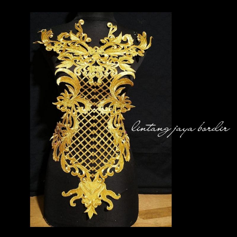 renda bordir aplikasi gaun/kebaya modern murah /gaun kotak