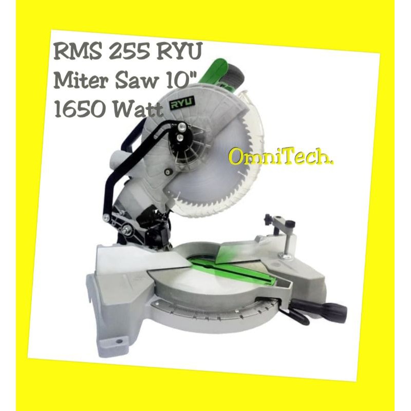 Miter Saw Alumunium RYU 10" RMS 255 RMS255 1650 Watt Bonus Mata Potong