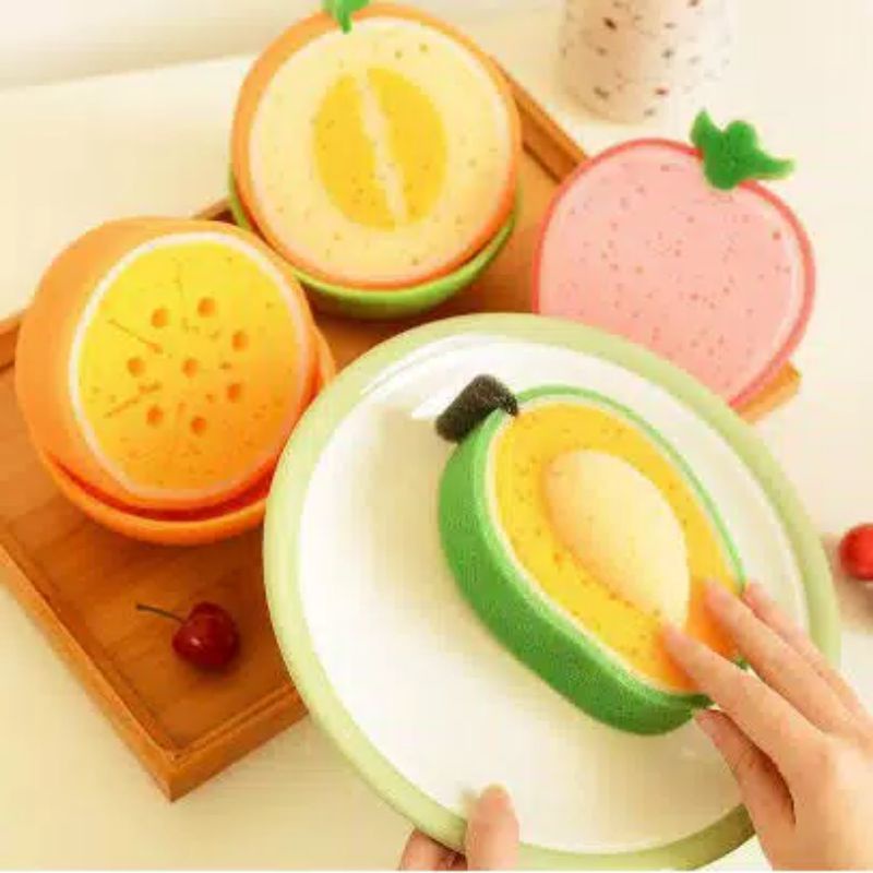 Spons Spon Sponge Spoon Cuci Piring Gelas Cangkir Peralatan Dapur Spon Mandi Buah Buahan Fruit