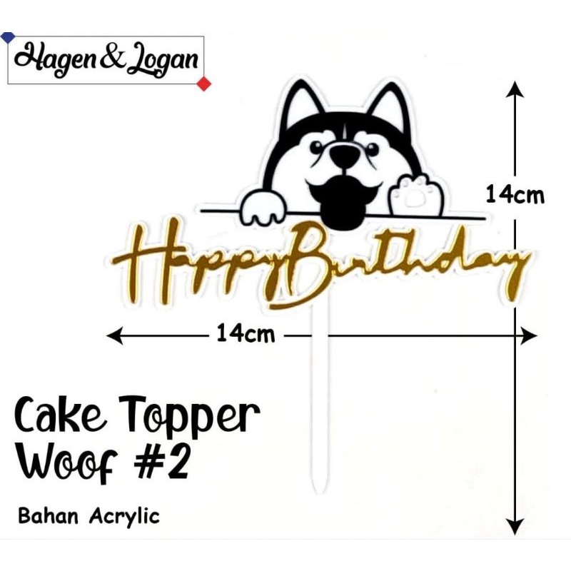 Cake Topper Dog Acrylic Happy Birthday Hiasan Ulang Tahun Kode #2