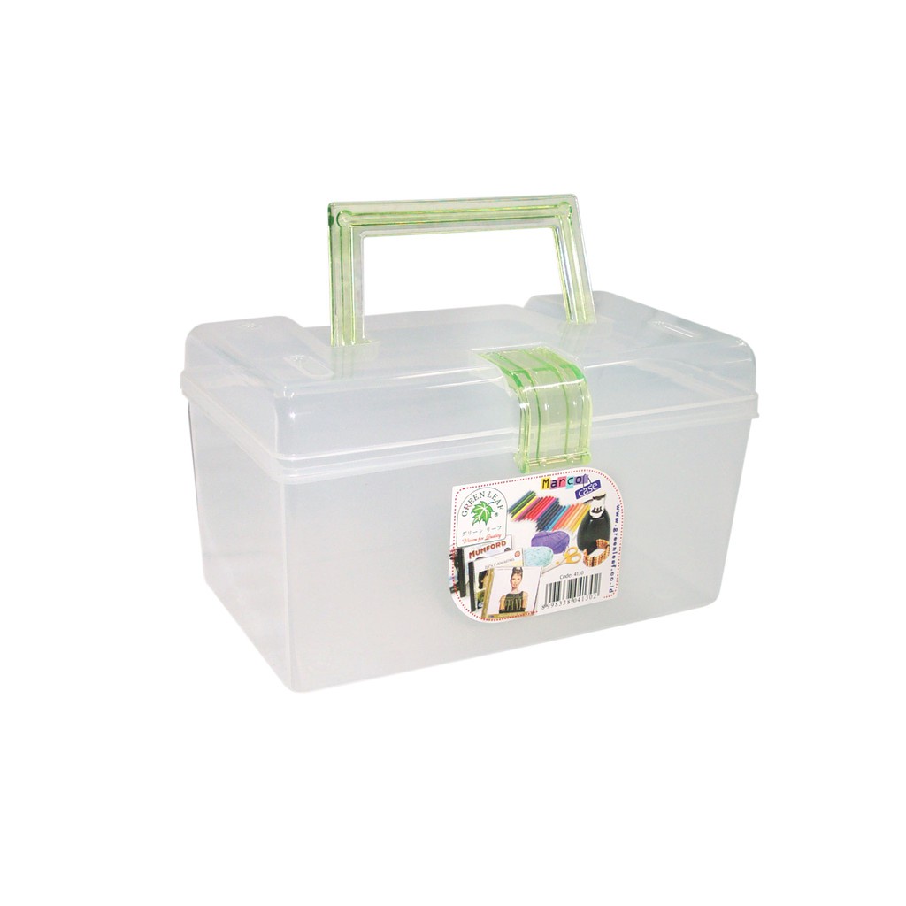 Green Leaf 4130 Kotak Box Plastik Hampers Container Obat Marco Case Dengan Handle Pegangan
