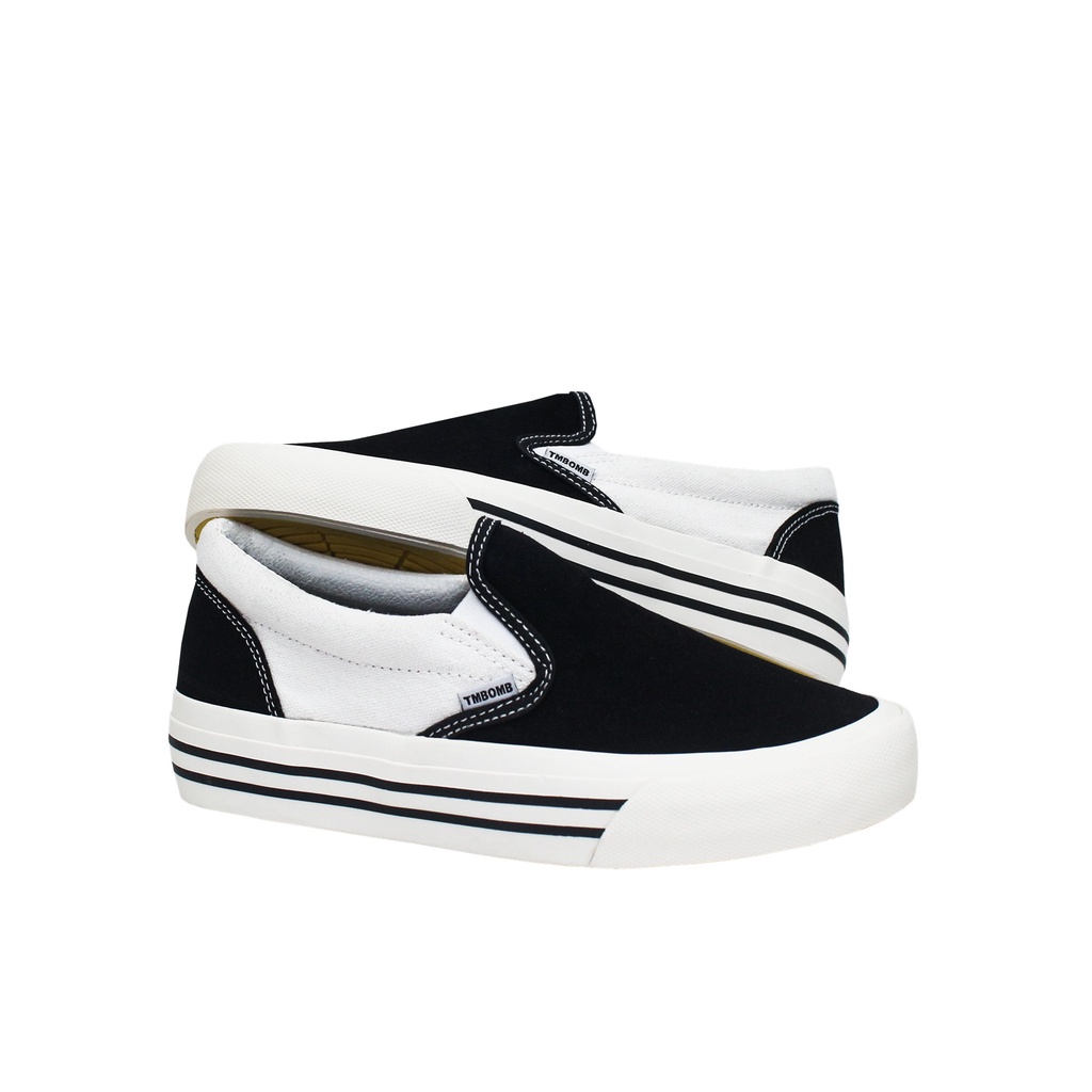 SEPATU TIMEBOMB VULCANIZED | SLIPON CREAM - BLACK STRIPE-1
