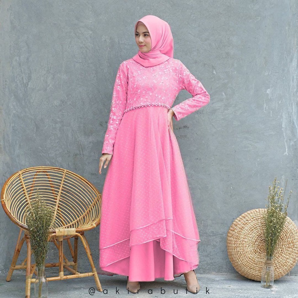 GAMIS PESTA MEWAH FULL BURKAT / GAUN MUSLIMAH PESTA Gamis Syar i bisa REQUEST Ukuran Gamis brukat Ga