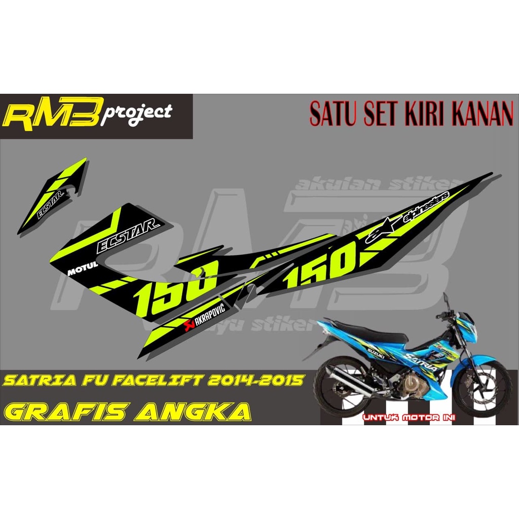 Stiker striping Suzuki satria fu Facelift 2014-2015 Grafis Angka