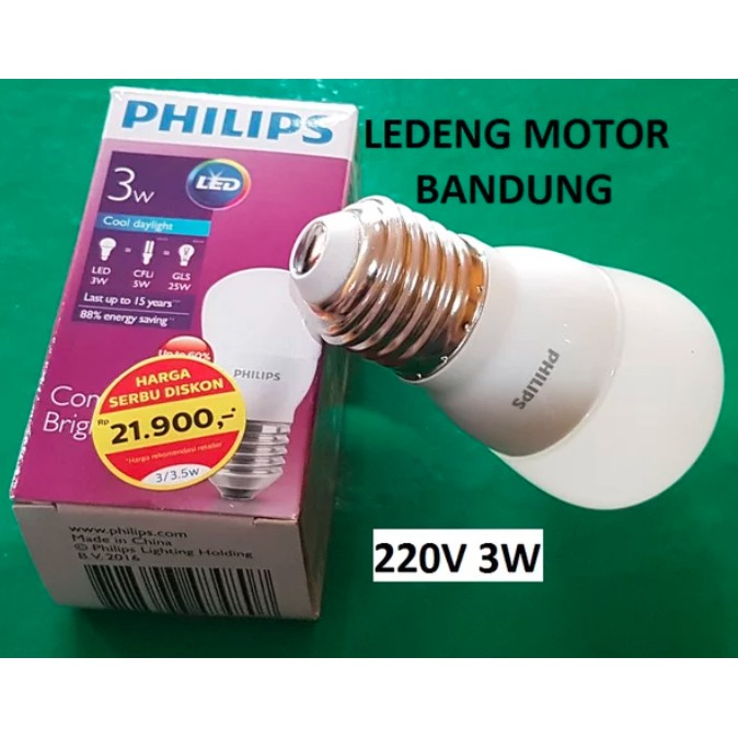 PHILIPS LED 3w 230 lumen Bulb Philip Lampu Rumah E27 220v 240v 3watt