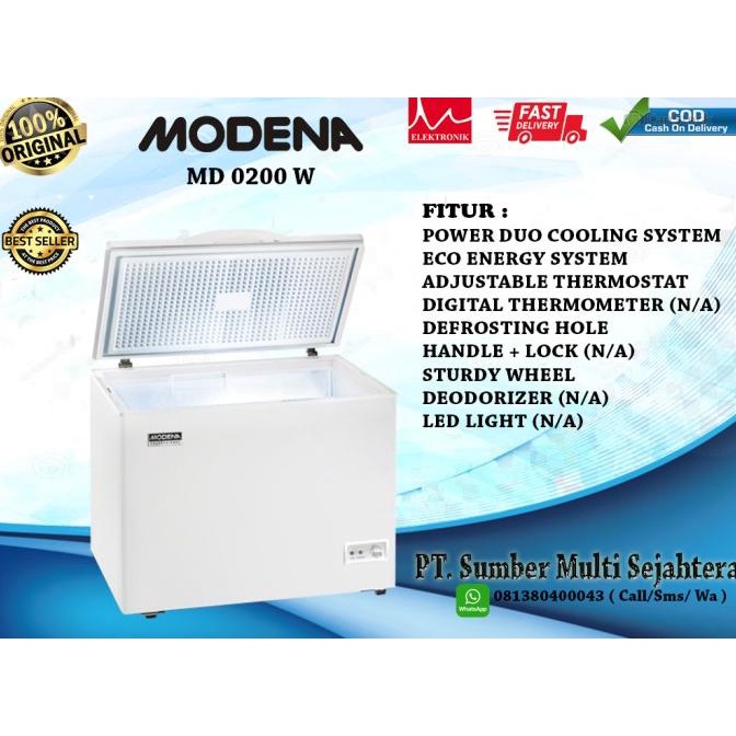 Modena Chest Freezer Box Md-0200 W (200 Liter)