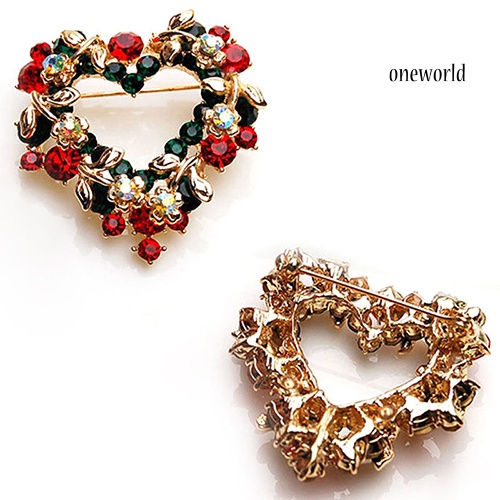 OW@ Wedding Party Christmas Lovely Gift Jewelry Rhinestone Enamel Alloy Brooch Pin