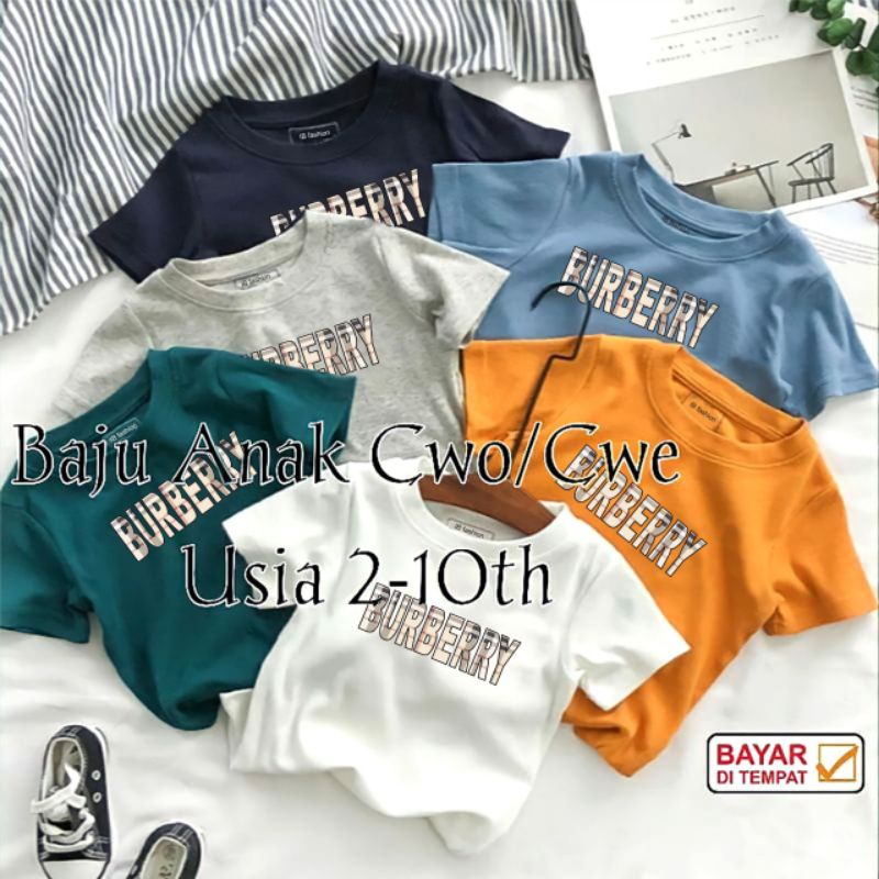 Baju Kaos Anak Burbersy 2 nd Kaos Anak Laki Laki &amp; Perempuan T shirt ank Anak Baju oblong Anak Terbaru