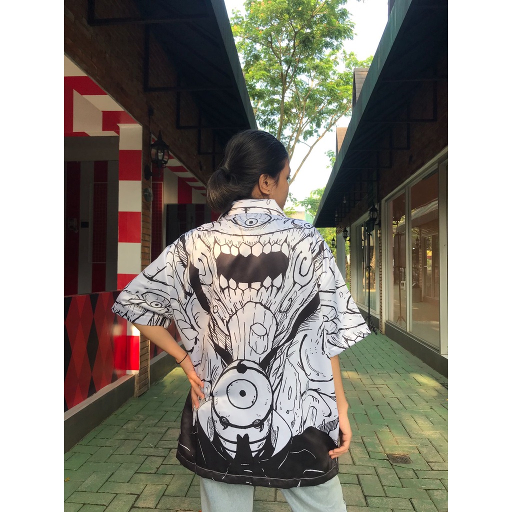 Kemeja Obito Gedo Mazo White Anime Manga Naruto Premium Unisex