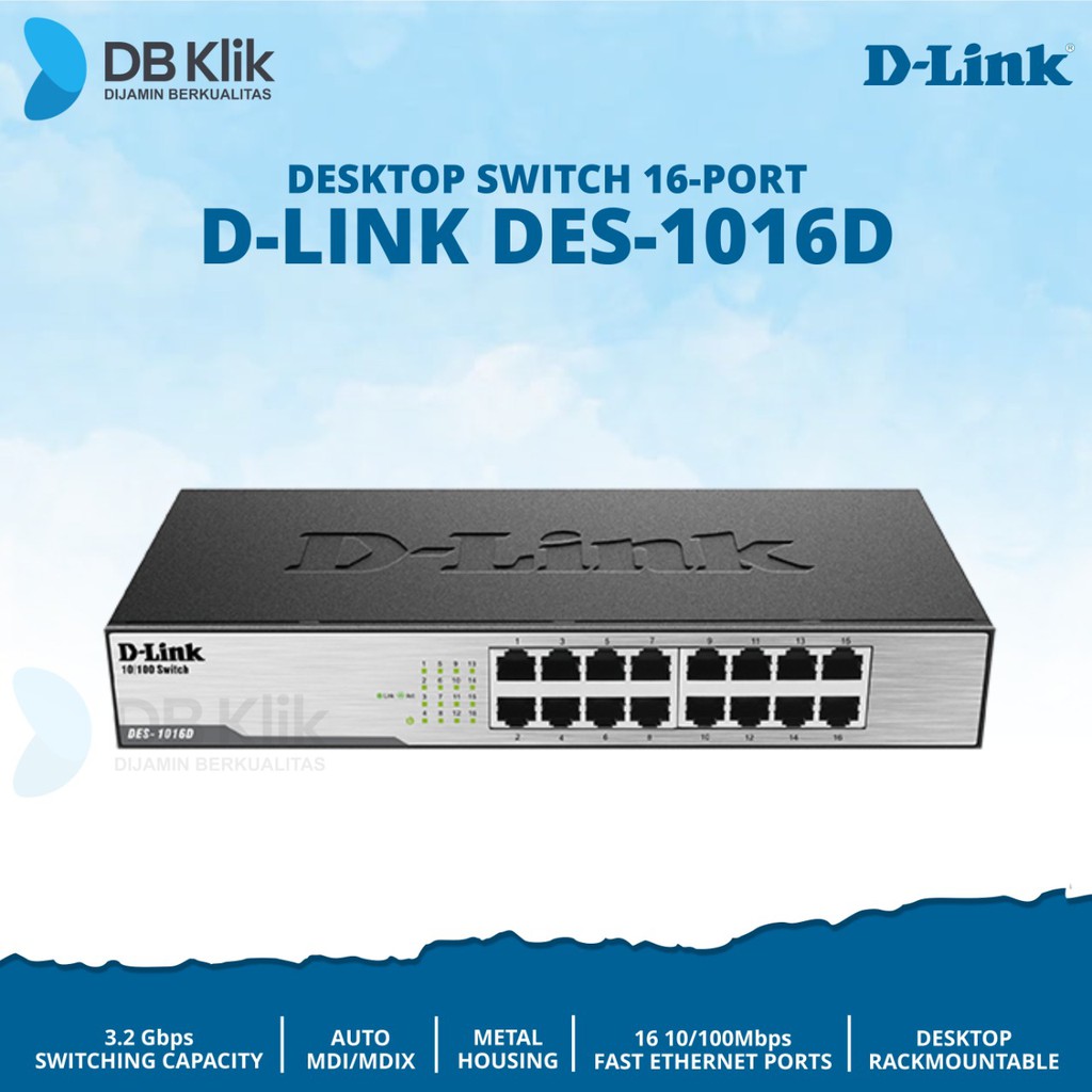 Switch D-Link DES-1016D 16Port 10/100Mbps - Hub DLink DES1016D Metal