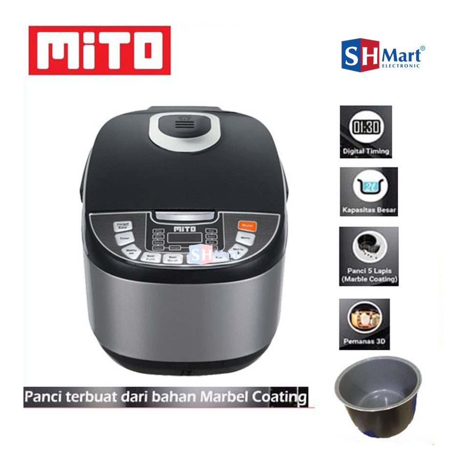 RICE COOKER DIGITAL MITO R5+ KAPASITAS 2 LITER 8 IN 1 GARANSI RESMI