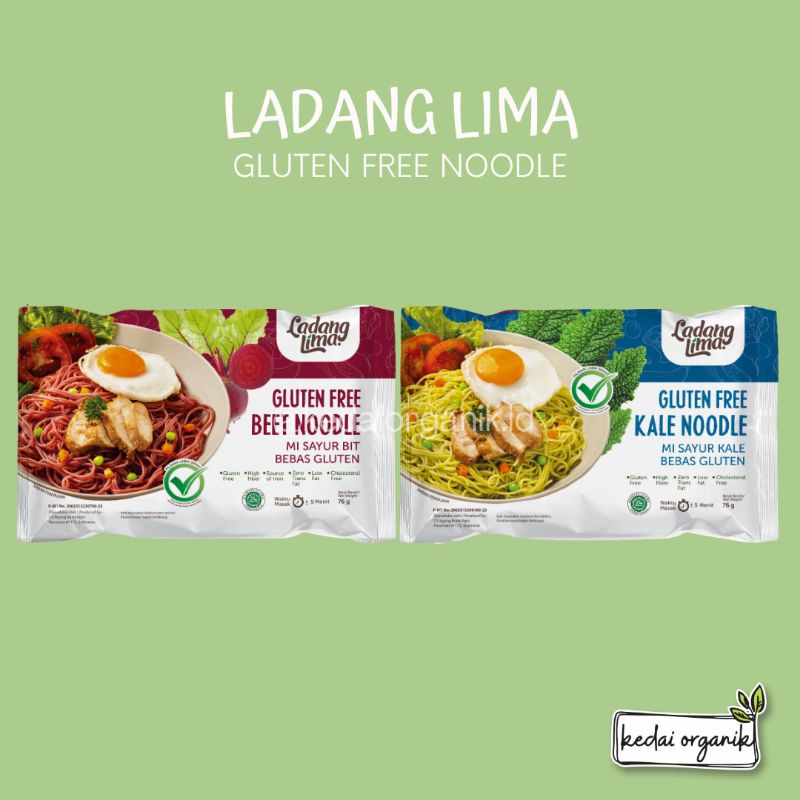 

Ladang Lima Veggie Noodle Gluten Free 76gr / Mie Sayur Sehat Ladang Lima Bebas Gluten Non MSG / Mie Beet Ladang Lima / Mie Kale Ladang Lima