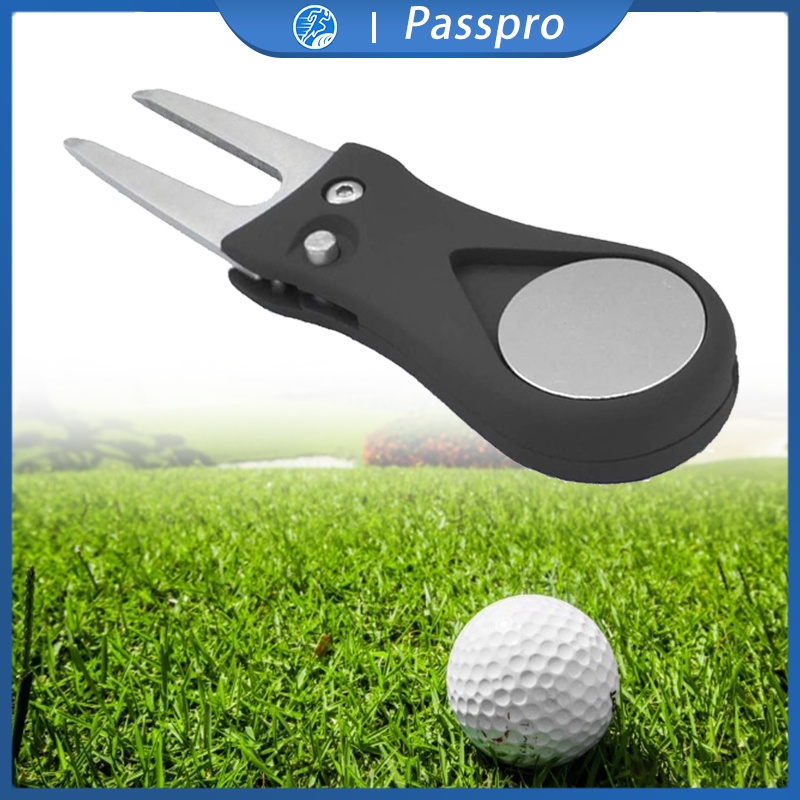 Stainless Steel Golf lapangan Divot Repair Fork Tool - Fork Ball Marker Tool - Hitam