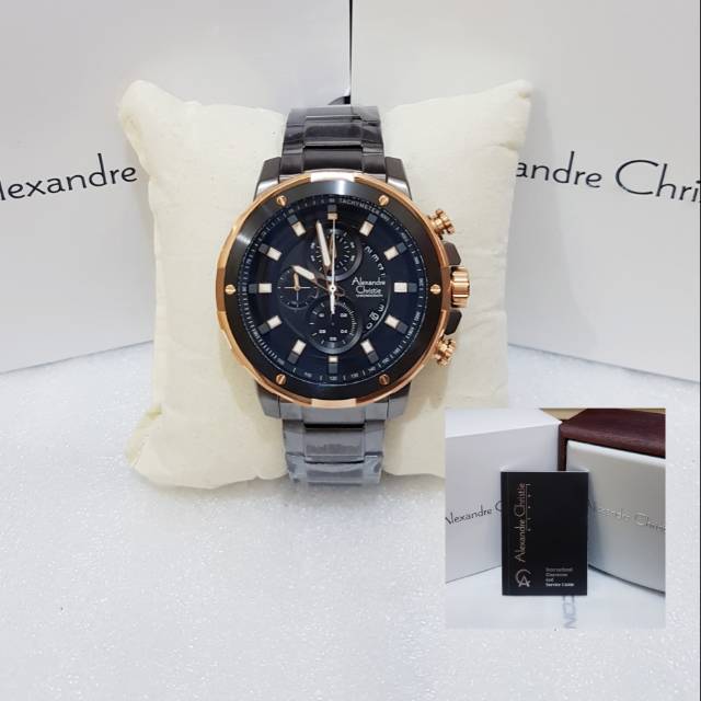 ALEXANDRE CHRISTIE AC 6528 ROSEGOLD GREY JAM TANGAN PRIA ORIGINAL