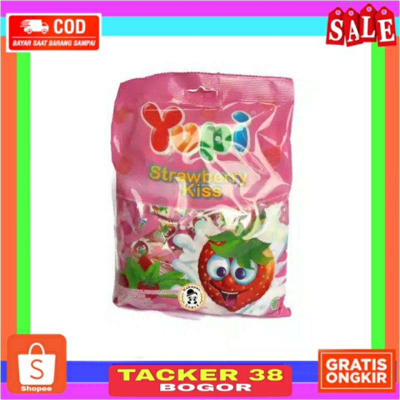 

YUPI STRAWBERRY KISS PERMEN MANIS KENYAL DAN EMPUK HARGA 1 BKS ISI 50 PCS