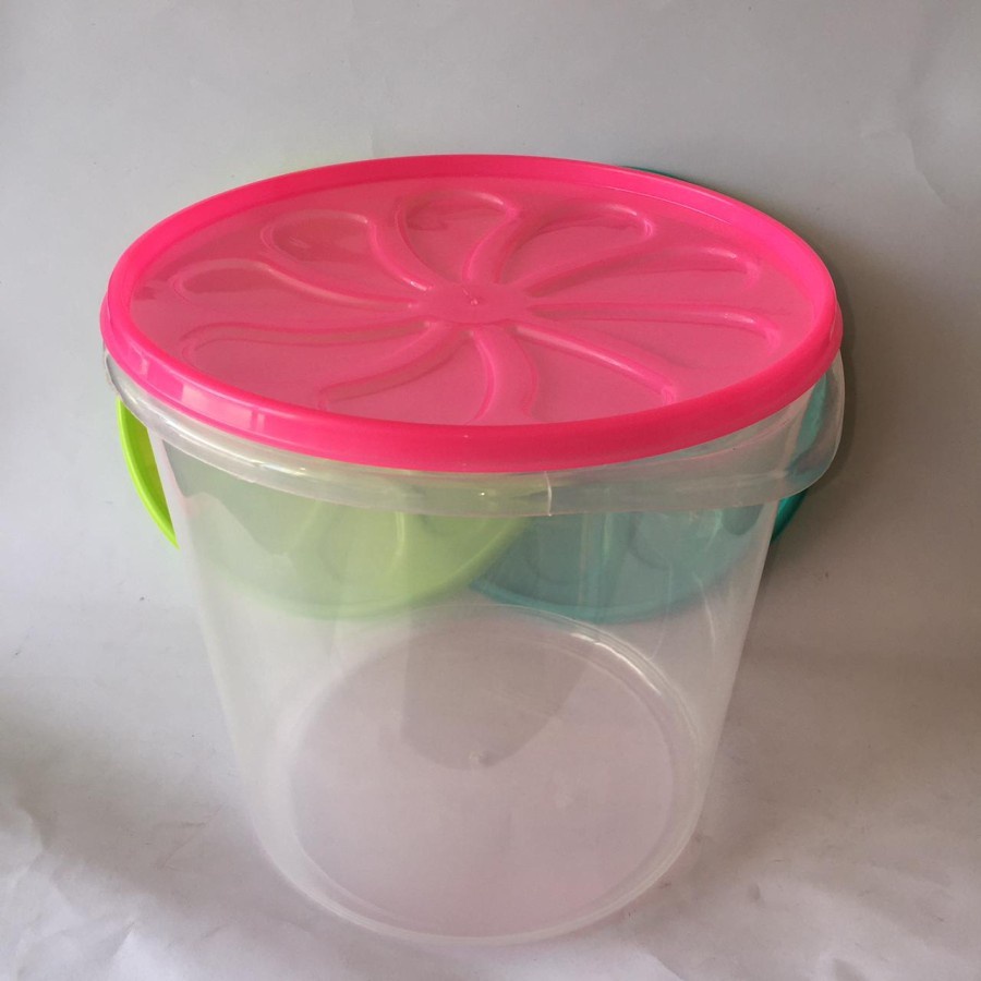 Toples Bulat 5L Dan 10L Toples PLastik Kerupuk Kedap TEBAL Berkualitas - 10liter