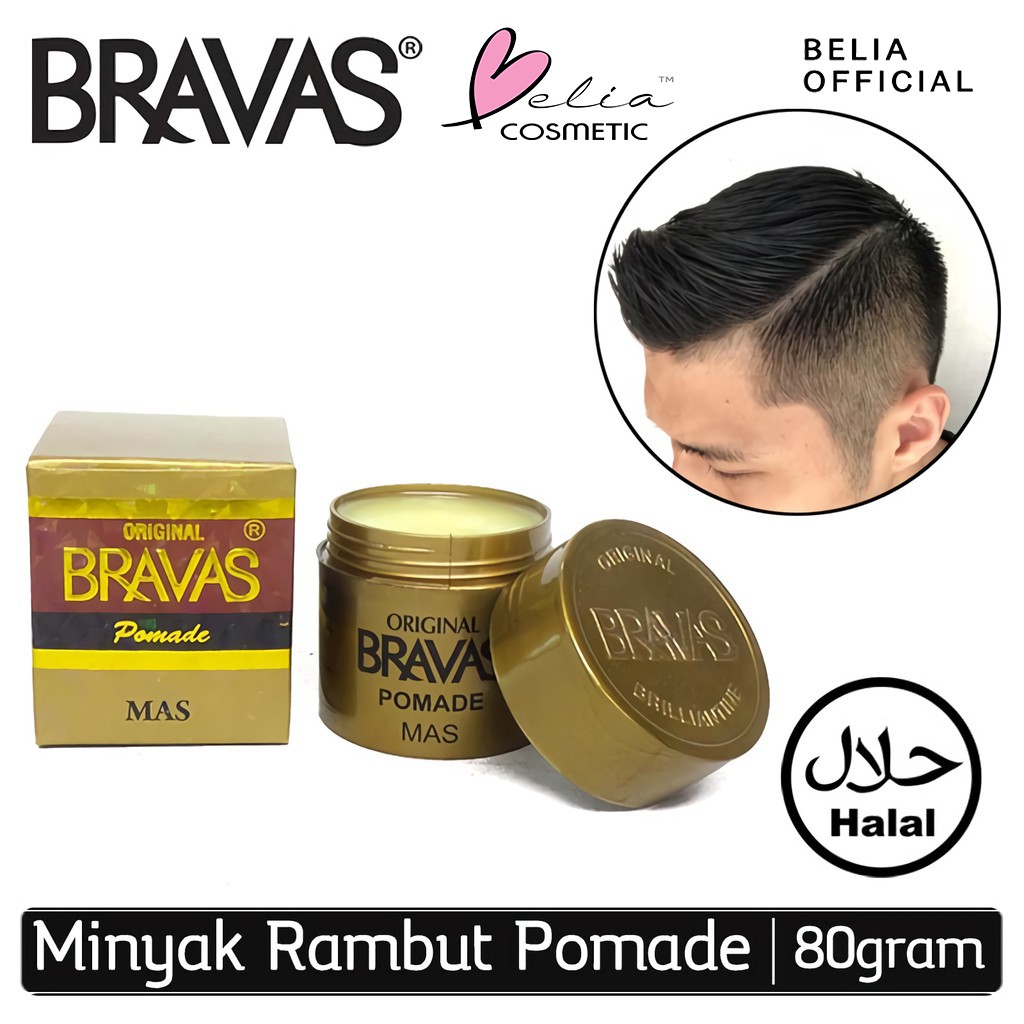 ❤ BELIA ❤ BRAVAS Pomade Brilliantine Minyak Rambut Line Blue Executive / Mas / Black 80g Brasov