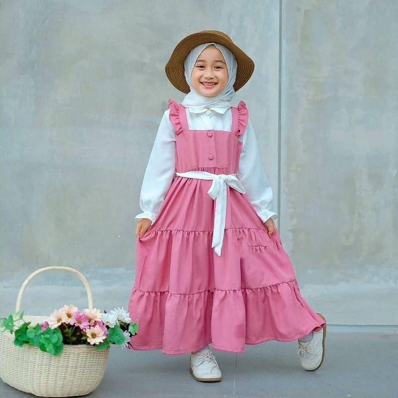 GAMIS MUSLIM ANAK TERLARIS 9-11 TAHUN FREE BELT/SANDRA KIDS/BAJU ANAK TERBARU ZIPER DEPAN/BAHAN SYAKILA/FAR MOSLEMSTORE