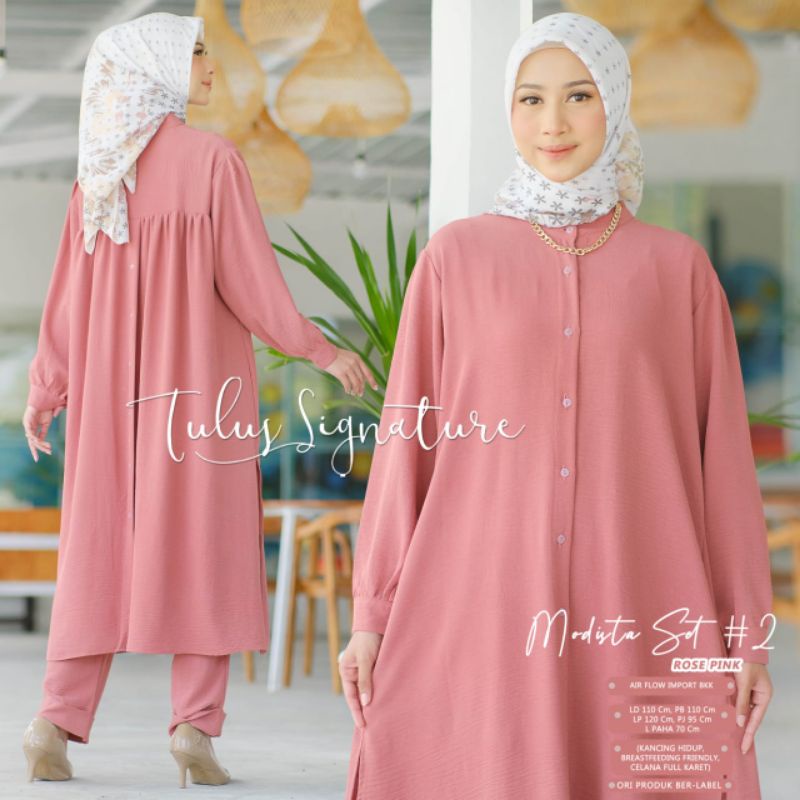 MODISTA SET #2 BY TULUS SIGNATURE / ONESET WANITA MUSLIMAH / Setelan airflow import kekinian polos