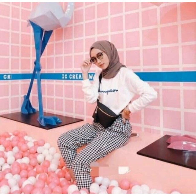BOXY PANTS // CELANA PENSIL TARTAN // CELANA BAGGY PANTS KOTAK